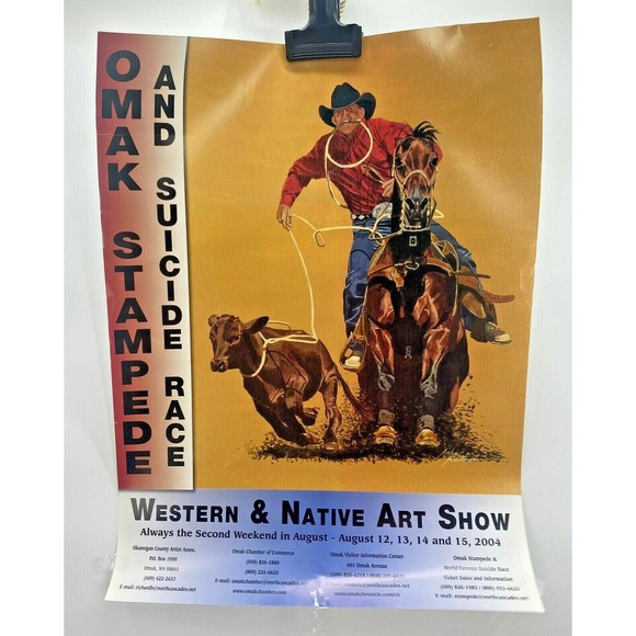 2004 Omak Stampede And Suicide Race Poster Western Native Art Show Rodeo - Picture 2 of 11